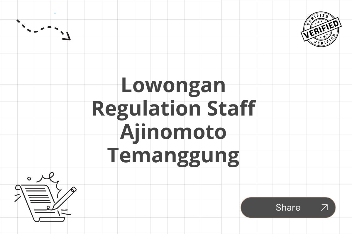 Lowongan Regulation Staff Ajinomoto Temanggung